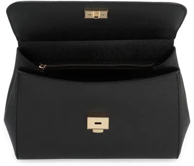Dolce & Gabbana Sicily Grande Leather Handbag In Black