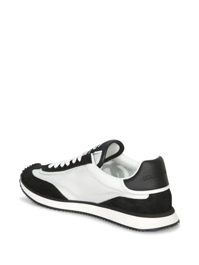 Dolce & Gabbana Low-top Mesh Sneakers With Suede Inserts In Black