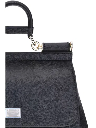 Dolce & Gabbana Sicily Grande Leather Handbag In Black