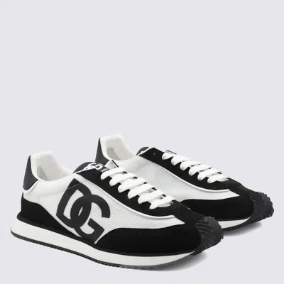 Dolce & Gabbana Low-top Mesh Sneakers With Suede Inserts In Black