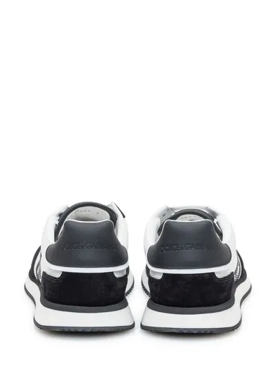 Dolce & Gabbana Low-top Mesh Sneakers With Suede Inserts In Black