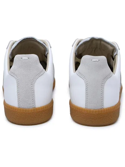 Maison Margiela Women Replica Low-top Leather Sneakers With Suede Inserts In White