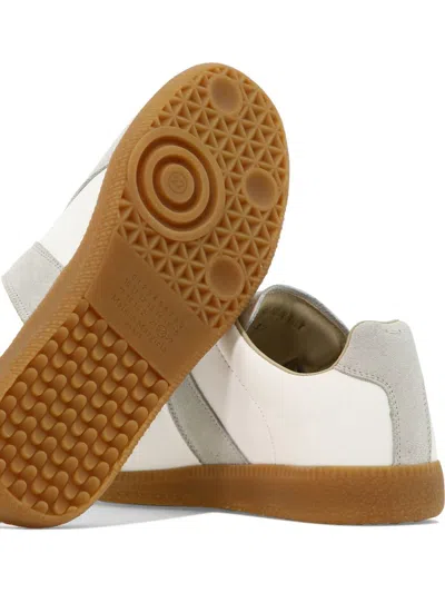 Maison Margiela Women Replica Low-top Leather Sneakers With Suede Inserts In White