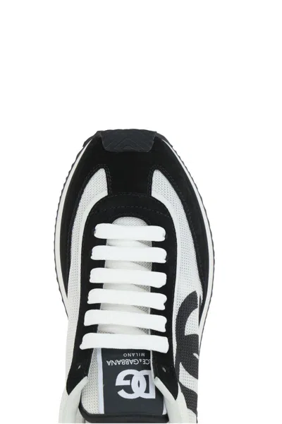 Dolce & Gabbana Low-top Mesh Sneakers With Suede Inserts In Black