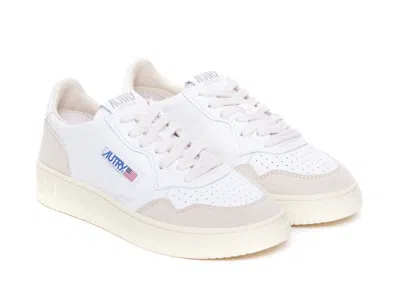 Autry Low Sneaker With Perforated Detailing And Contrast Panel In White