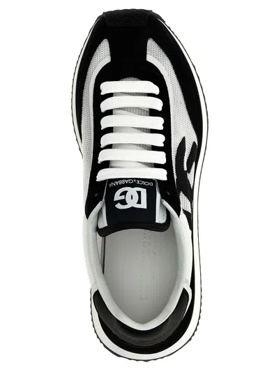 Dolce & Gabbana Low-top Mesh Sneakers With Suede Inserts In Black