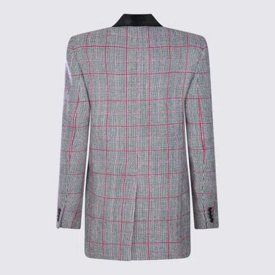 Chloé Double-breasted Velvet-trimmed Checked Wool Blazer In Gray