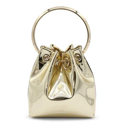 Jimmy Choo Shiny Mirror-effect Bon Bon Bag With Chain Drawstring And Metal Handle