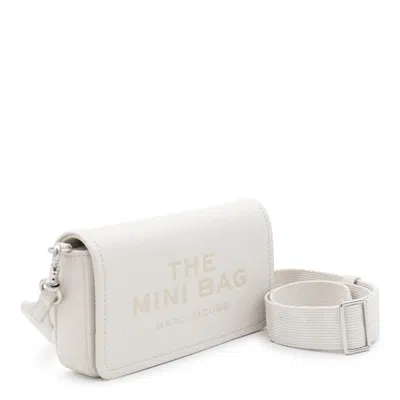 Marc Jacobs The Mini Marc Leather Crossbody Bag In Silver