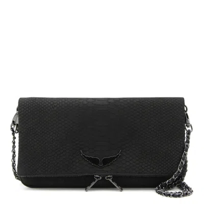 Zadig & Voltaire Croc-embossed Crossbody Bag In Black