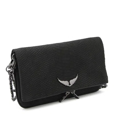 Zadig & Voltaire Croc-embossed Crossbody Bag In Black