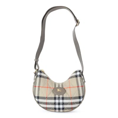 Burberry Curved Shoulder Bag With Classic Check Pattern And Gold-tone Hardware