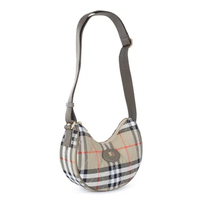 Burberry Curved Shoulder Bag With Classic Check Pattern And Gold-tone Hardware