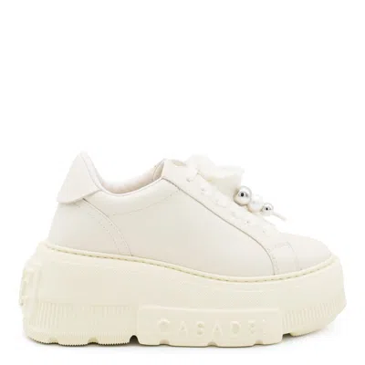 Casadei Low Top Sneakers With Embellished Platform Sole In White