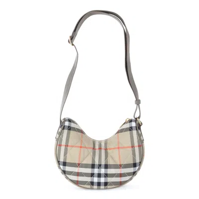 Burberry Curved Shoulder Bag With Classic Check Pattern And Gold-tone Hardware