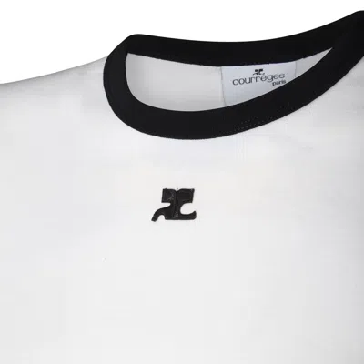 Courrèges Cotton T-shirt With Contrasting Logo Trim
