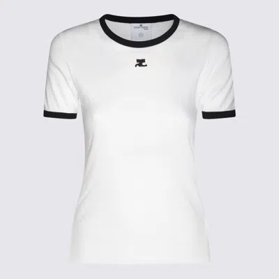 Courrèges Cotton T-shirt With Contrasting Logo Trim