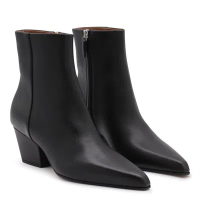 Paris Texas Block Heel Ankle Boots With Pointed Toe In Black