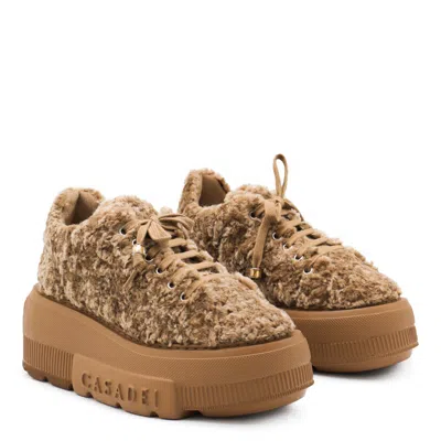 Casadei Low Top Sneakers Platform Sole In Brown