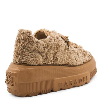 Casadei Low Top Sneakers Platform Sole In Brown