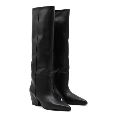 Paris Texas Jane Knee-high Leather Texan Heel Boots In Black