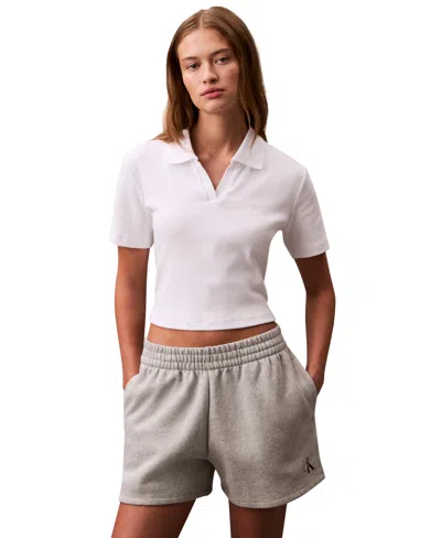 Calvin Klein Jeans Est.1978 Calvin Klein Women's Monogram Logo Fleece Shorts In Gray