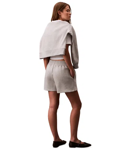Calvin Klein Jeans Est.1978 Calvin Klein Women's Monogram Logo Fleece Shorts In Gray