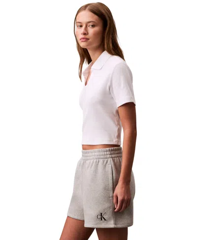 Calvin Klein Jeans Est.1978 Calvin Klein Women's Monogram Logo Fleece Shorts In Gray