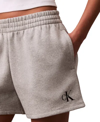 Calvin Klein Jeans Est.1978 Calvin Klein Women's Monogram Logo Fleece Shorts In Gray