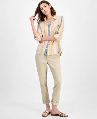 Tommy Hilfiger Women's Striped Roll-tab Shirt