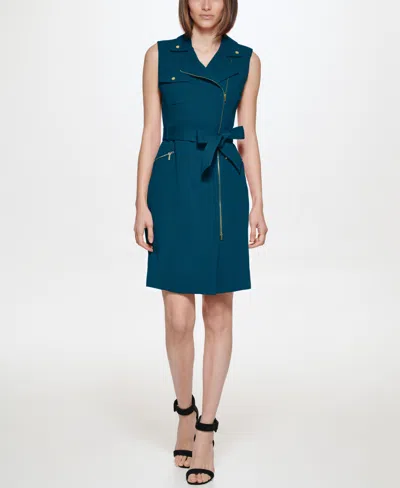 Calvin Klein Women's Scuba Crepe Sleeveless Dress In Green