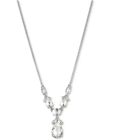 Givenchy Silver-tone Crystal Lariat Necklace, 16" + 3" Extender