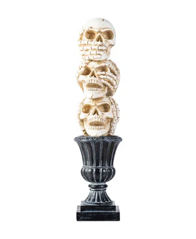 Glitzhome 18" Halloween Resin Stacked Skull Table Decor