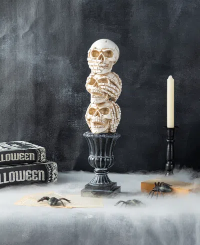 Glitzhome 18" Halloween Resin Stacked Skull Table Decor