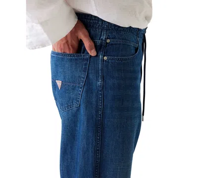 Guess Men's Owen Drawcord Denim Joggers In Blue