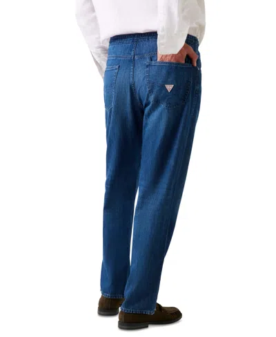 Guess Men's Owen Drawcord Denim Joggers In Blue