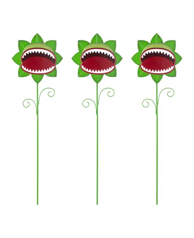 Glitzhome Halloween Metal Chomper Yard Stakes, Set Of 3