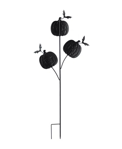 Glitzhome 39.5" Halloween Metal Triple Pumpkin With Spring Bats Yard Stake