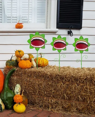 Glitzhome Halloween Metal Chomper Yard Stakes, Set Of 3