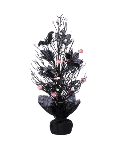Glitzhome 20" Lighted Pink Halloween Berries Table Tree