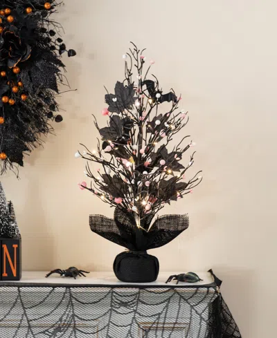 Glitzhome 20" Lighted Pink Halloween Berries Table Tree