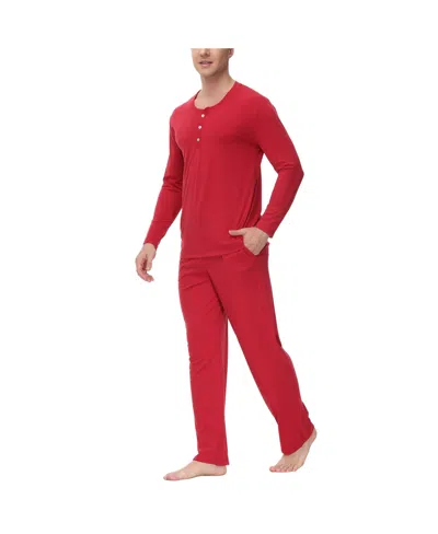Ink+ivy Men's Two Piece Henley Pajama Set In Red