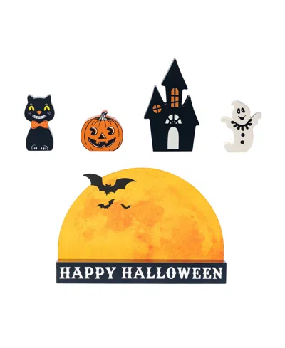 Glitzhome Happy Halloween Wooden Table Block, Set Of 5