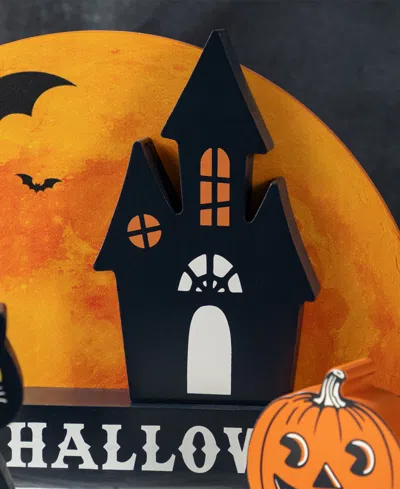 Glitzhome Happy Halloween Wooden Table Block, Set Of 5