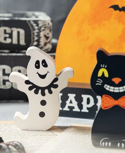 Glitzhome Happy Halloween Wooden Table Block, Set Of 5