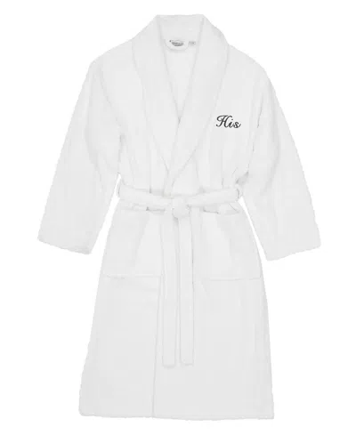 Linum Home Script Font Turkish Cotton Embroidered Hers Terry Bathrobe