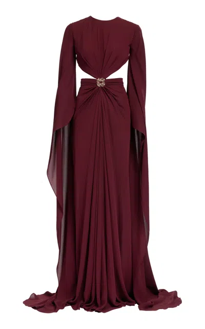Elie Saab Silk Long Dress With Monogram Accessory