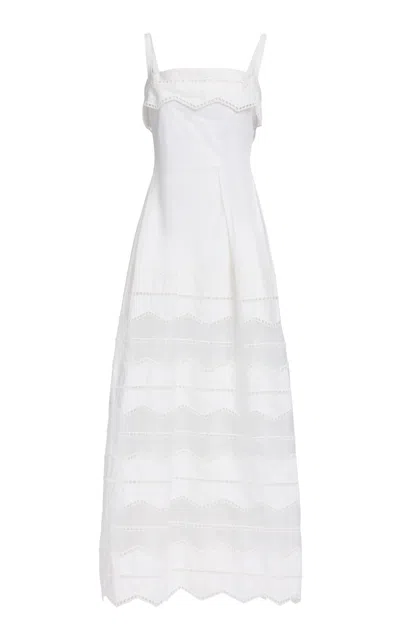 Elie Saab Organza & Cotton Embroidered Midi Dress