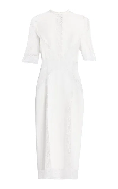 Elie Saab Cady & Lace Midi Dress