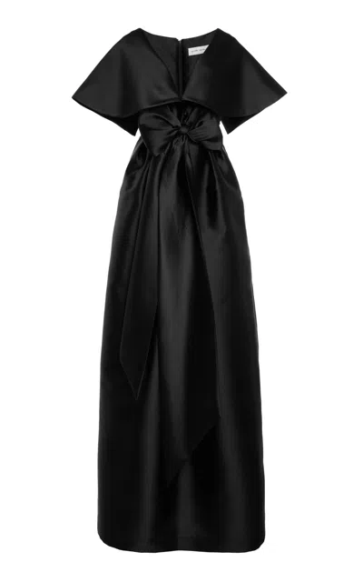 Greta Constantine Osprey Cape Sleeve Satin Dress